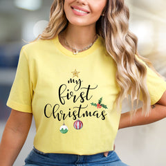 "my first Christmas" Festive Graphic Tee, a Heartwarming Pick for New Parents