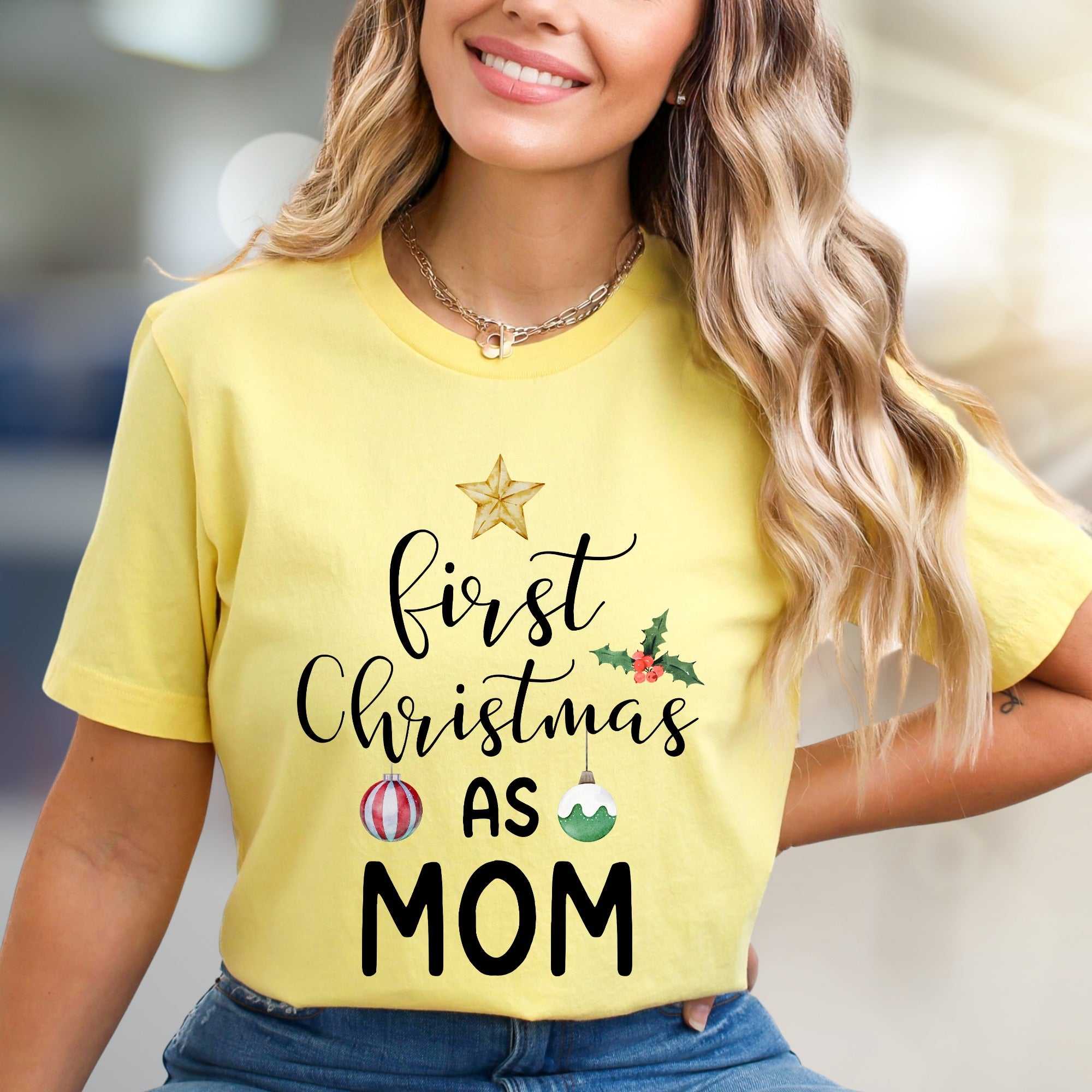 "First Christmas As Mom" Festive Graphic Tee, a Heartfelt Keepsake for New Mothers