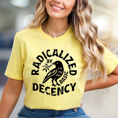"Radicalized by Basic Decency" Peace Crow Graphic Tee, a Statement Pick for Activists