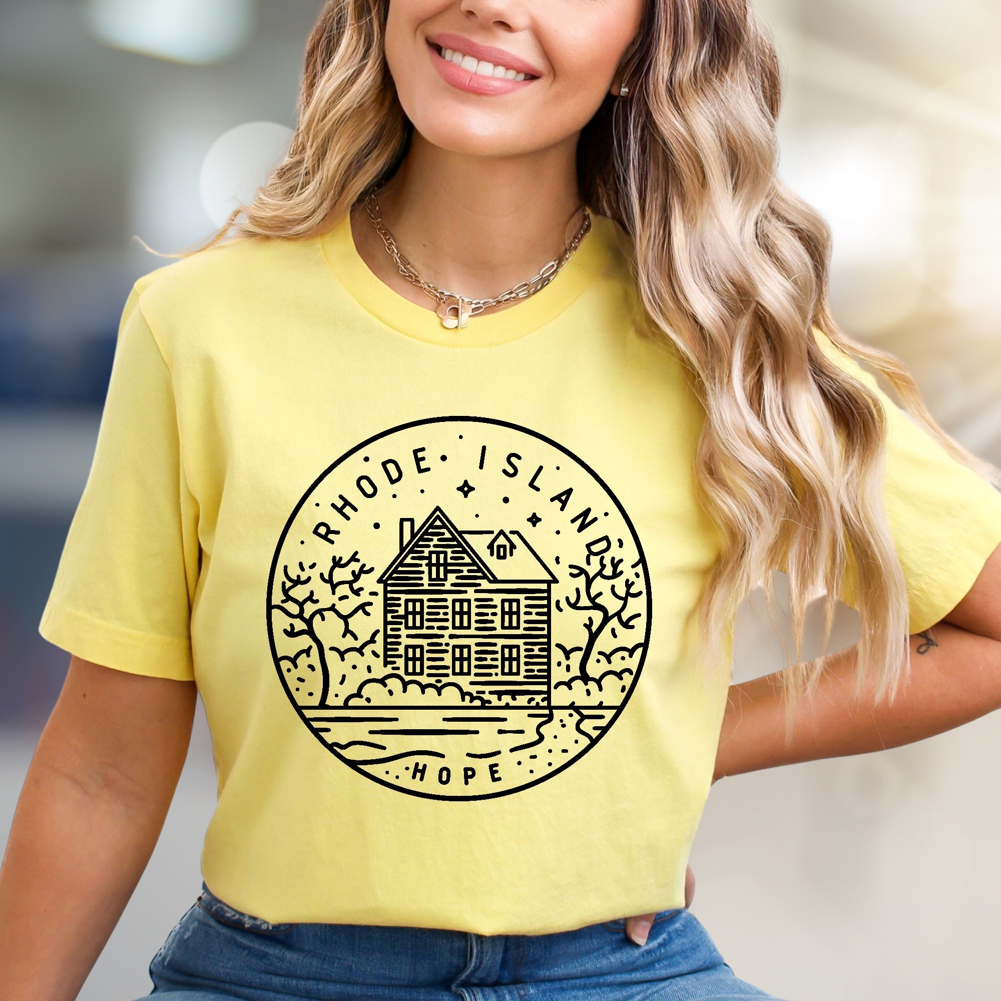 "Rhode Island Hope" Coastal House Graphic Tee, a Nautical Charm Pick for Locals & Lovers