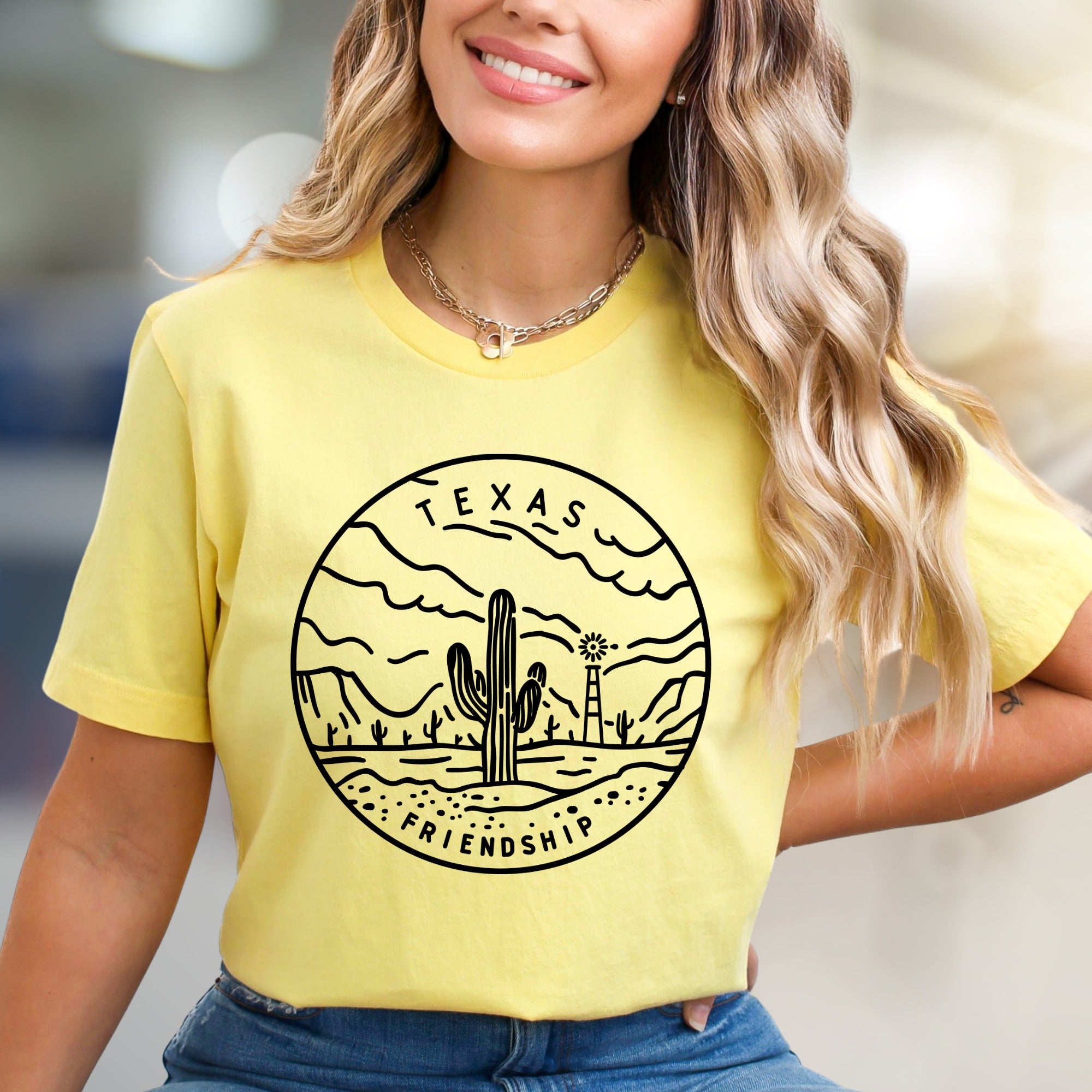 "TEXAS FRIENDSHIP" Desert Landscape Graphic Tee, a Western Vibe Pick for Everyone
