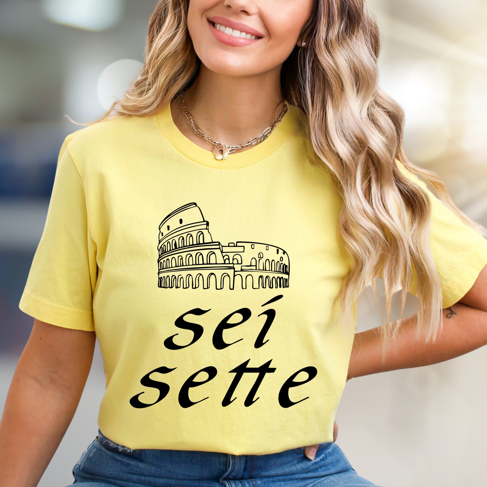 "Sei Sette" Colosseum Graphic Tee, a Roman Holiday Pick for Travel Enthusiasts