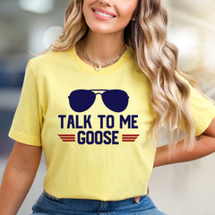 "Talk To Me Goose" Aviator Graphic Tee, a Maverick Fan Pick for Movie Lovers