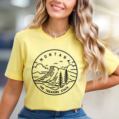 "Montana The Treasure State" Scenic Graphic Tee, a Nature-Inspired Pick for Travelers