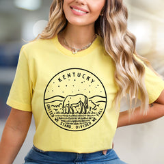 "UNITED WE STAND, DIVIDED WE FALL" Kentucky Horse Graphic Tee, a State Pride Pick for US Citizens