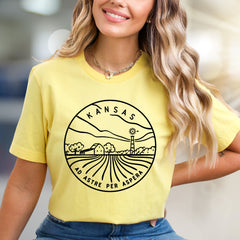 "KANSAS AD ASTRE PER ASPERA" Minimalist State Graphic Tee, a Heartland Pick for Proud Kansans