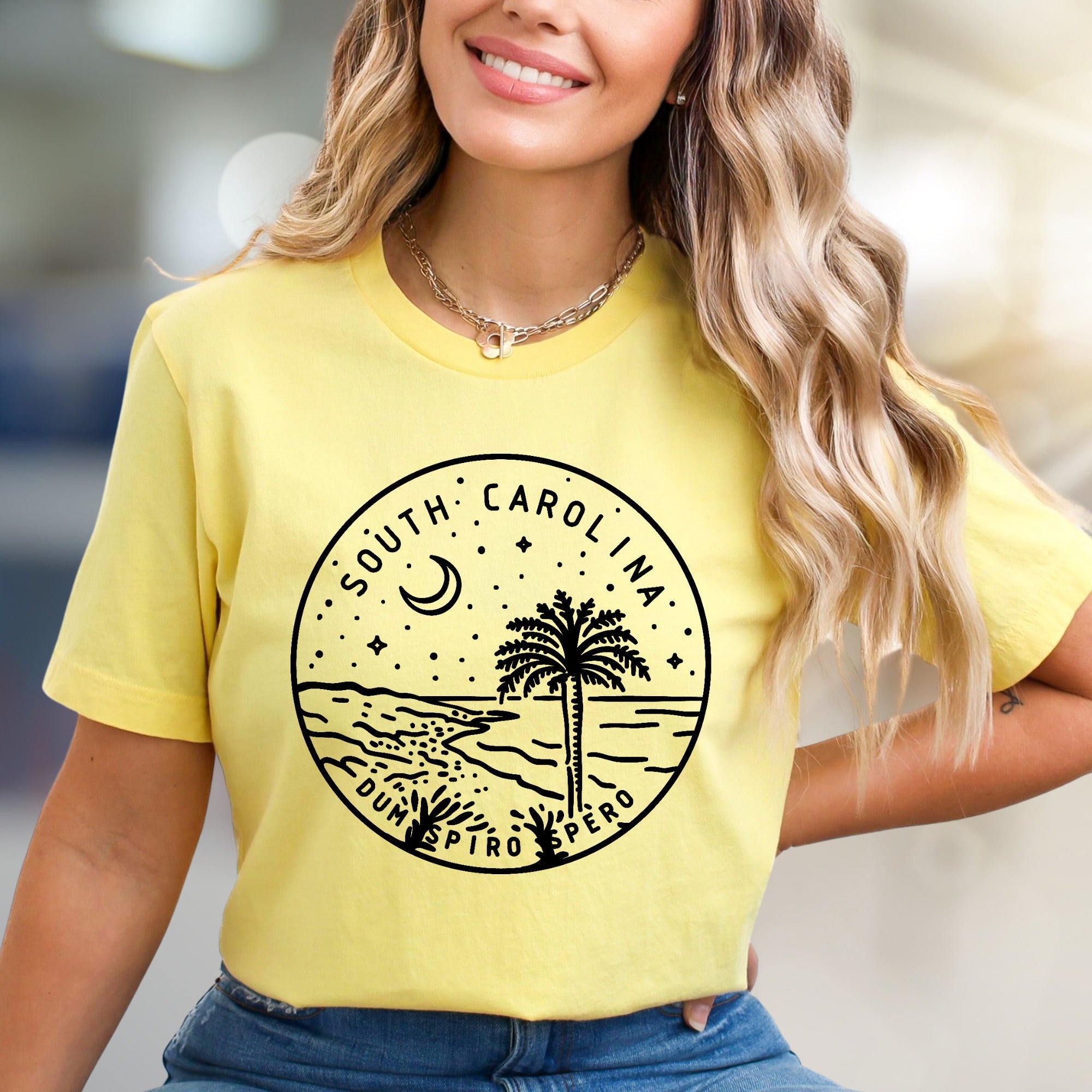 "South Carolina Dum Spiro Spero" Coastal Vibes Graphic Tee, a State Pride Pick for Locals & Travelers