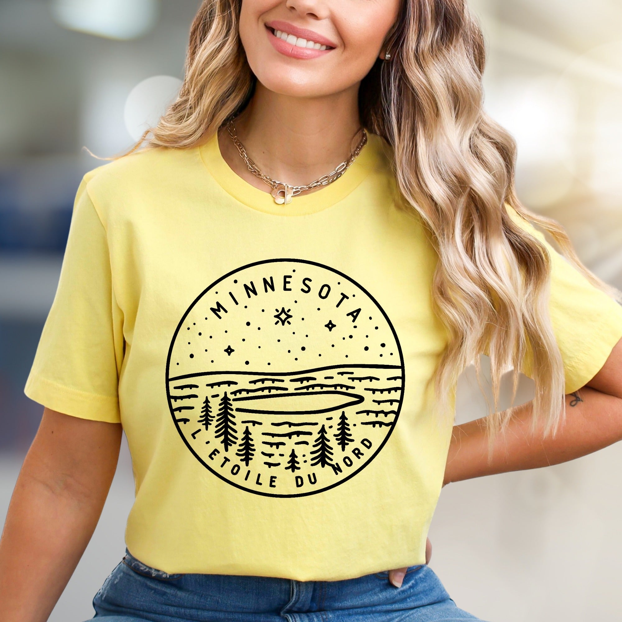 "Minnesota L'etoile du Nord" Scenic Graphic Tee, a Nature-Inspired Pick for Travelers