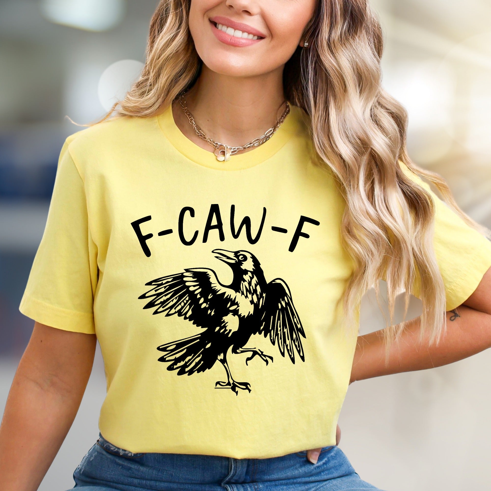 "F-CAW-F" Crow Design Graphic Tee, a Witty Animal Lover Pick for Everyone