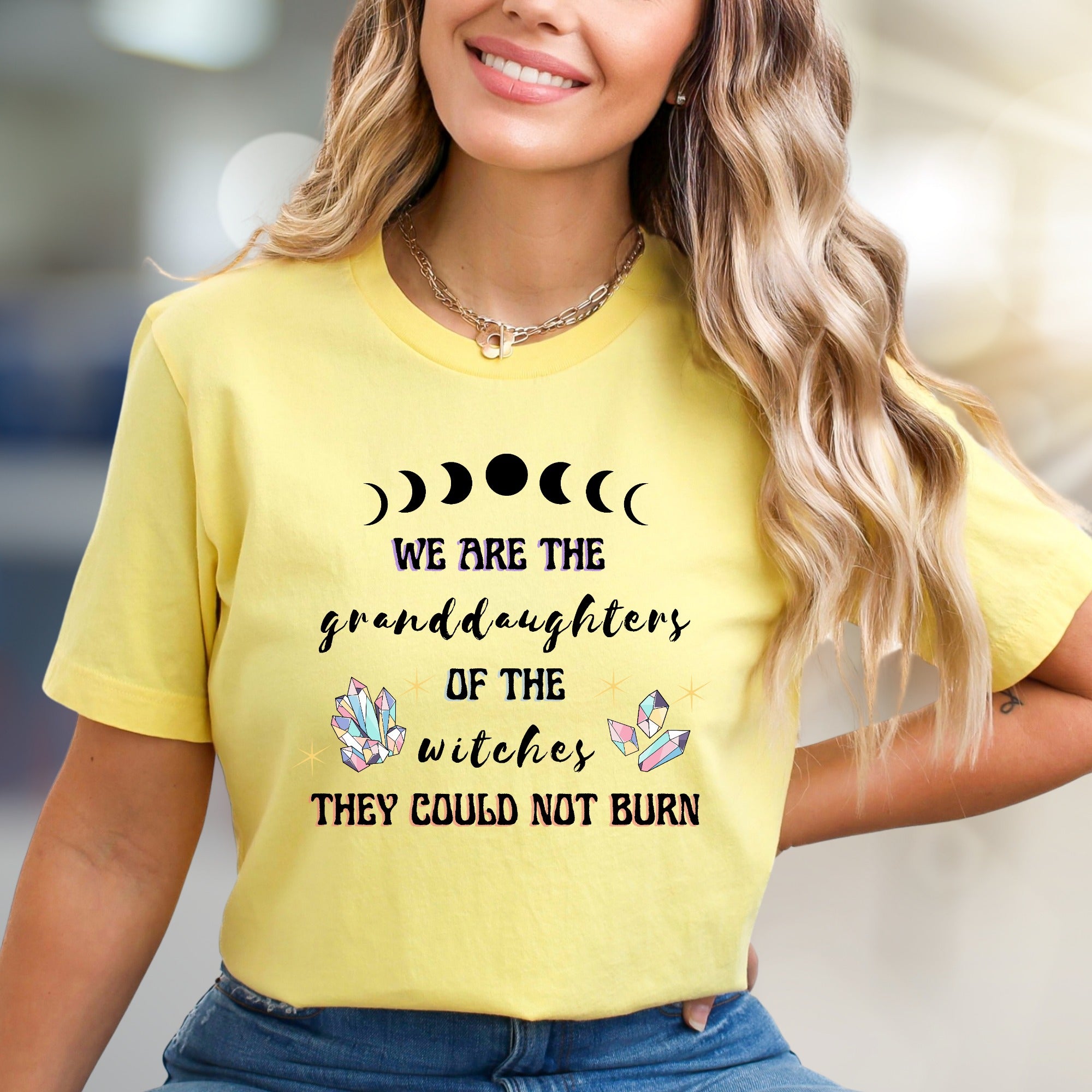 "We Are The Granddaughters" Witchy Moon Phases Graphic Tee, a Empowering Statement for Free Spirits