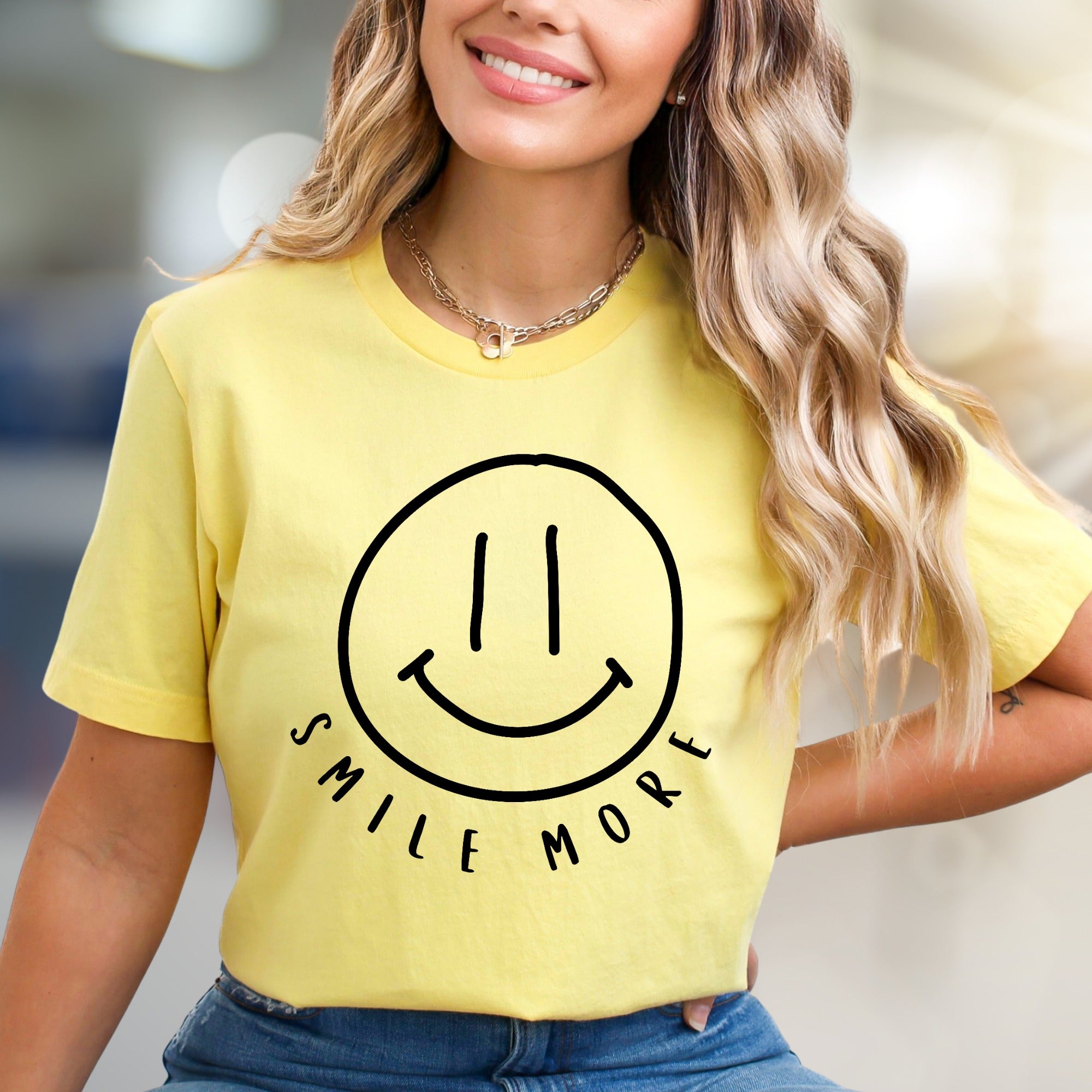 "Smile More" Happy Face Graphic Tee, a Positive Vibe Unisex Pick for Anyone