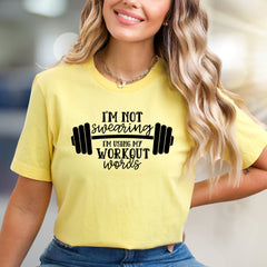 "I'm Not Swearing, I'm Using My Workout Words" Humorous Gym Graphic Tee, A Fitness Enthusiast's Pick