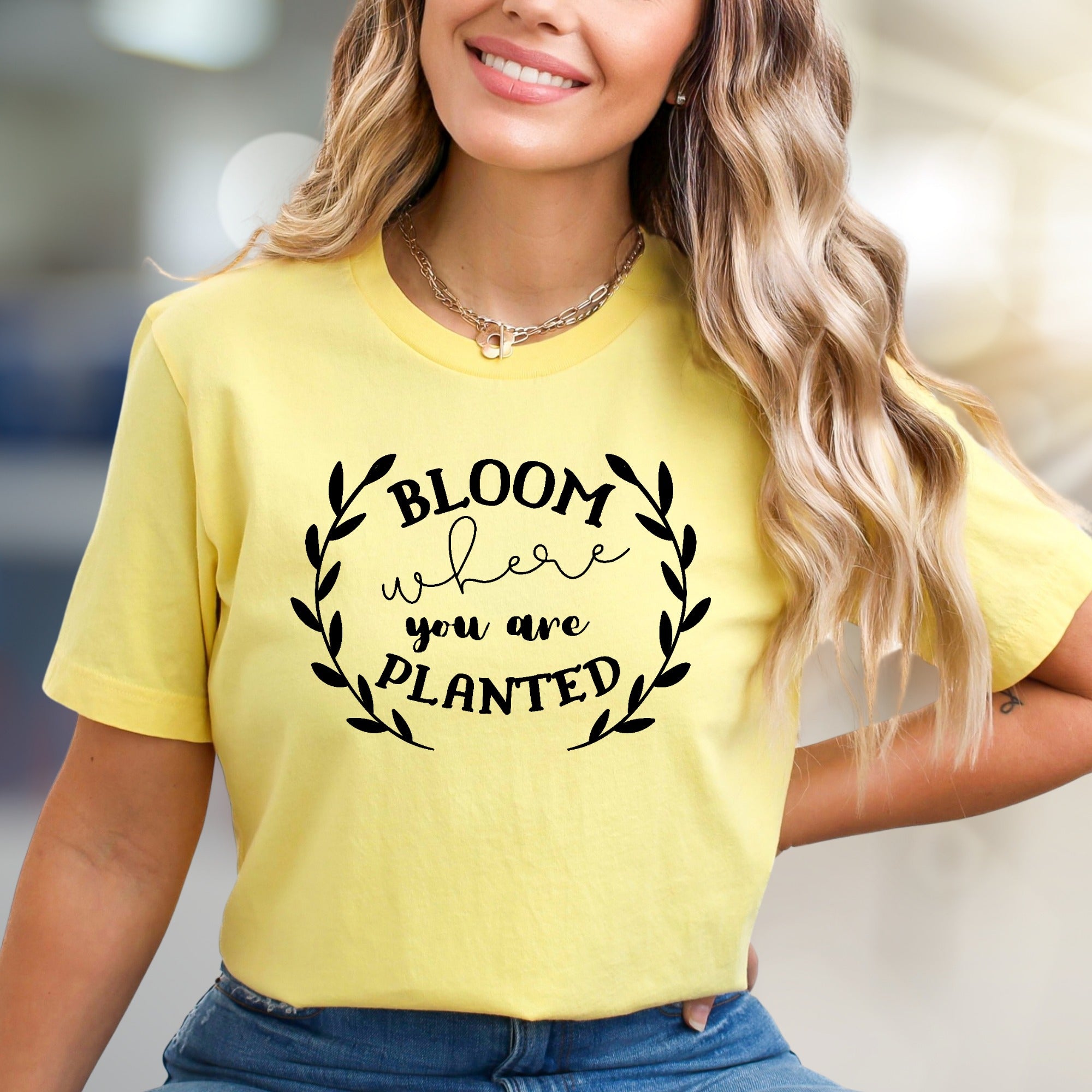 "Bloom Where You Are Planted" Botanical Graphic Tee, an Uplifting Message for Her