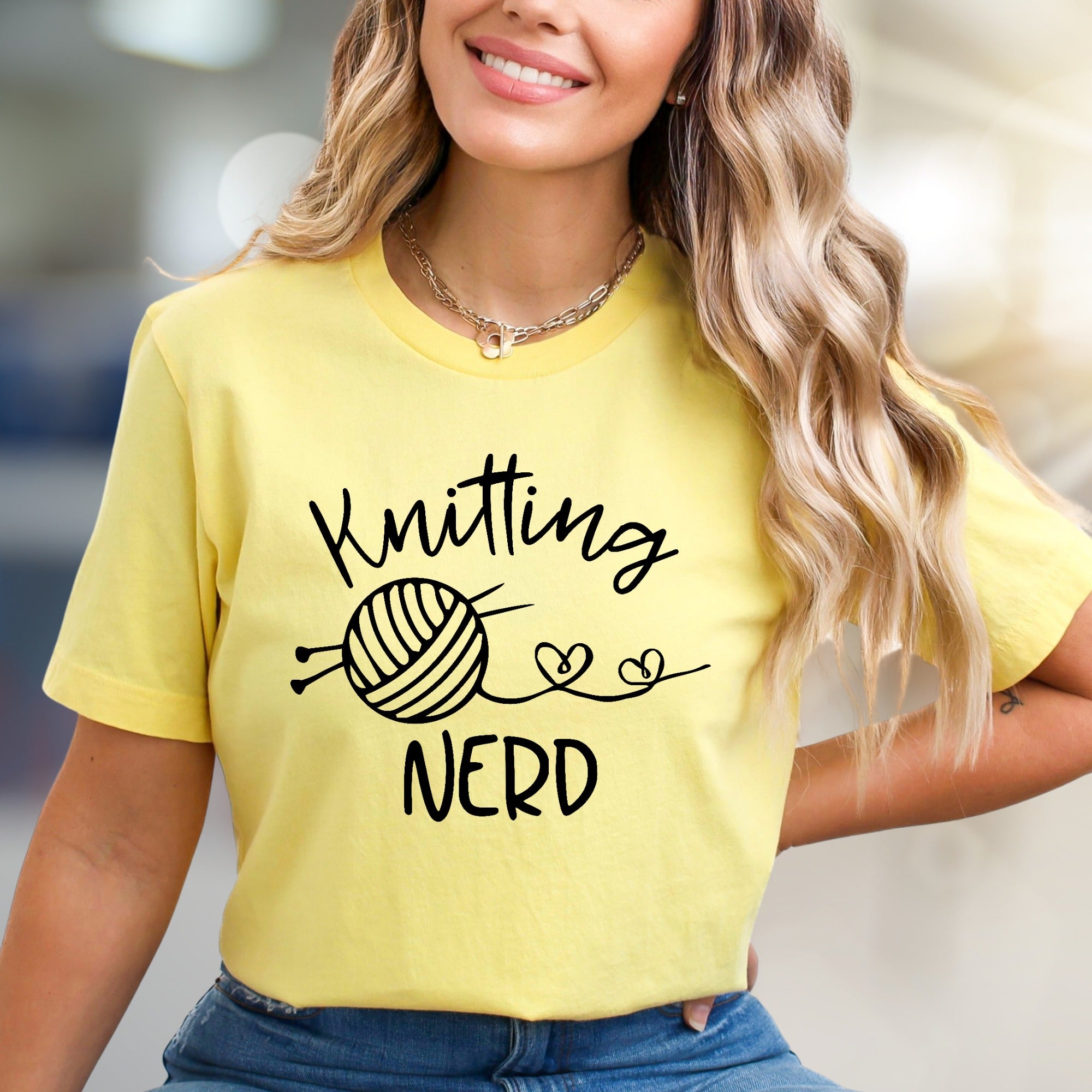 "Knitting NERD" Crafty Enthusiast Graphic Tee, a Hobbyist Pick for Makers