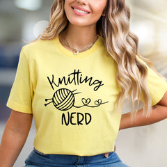 "Knitting NERD" Crafty Enthusiast Graphic Tee, a Hobbyist Pick for Makers