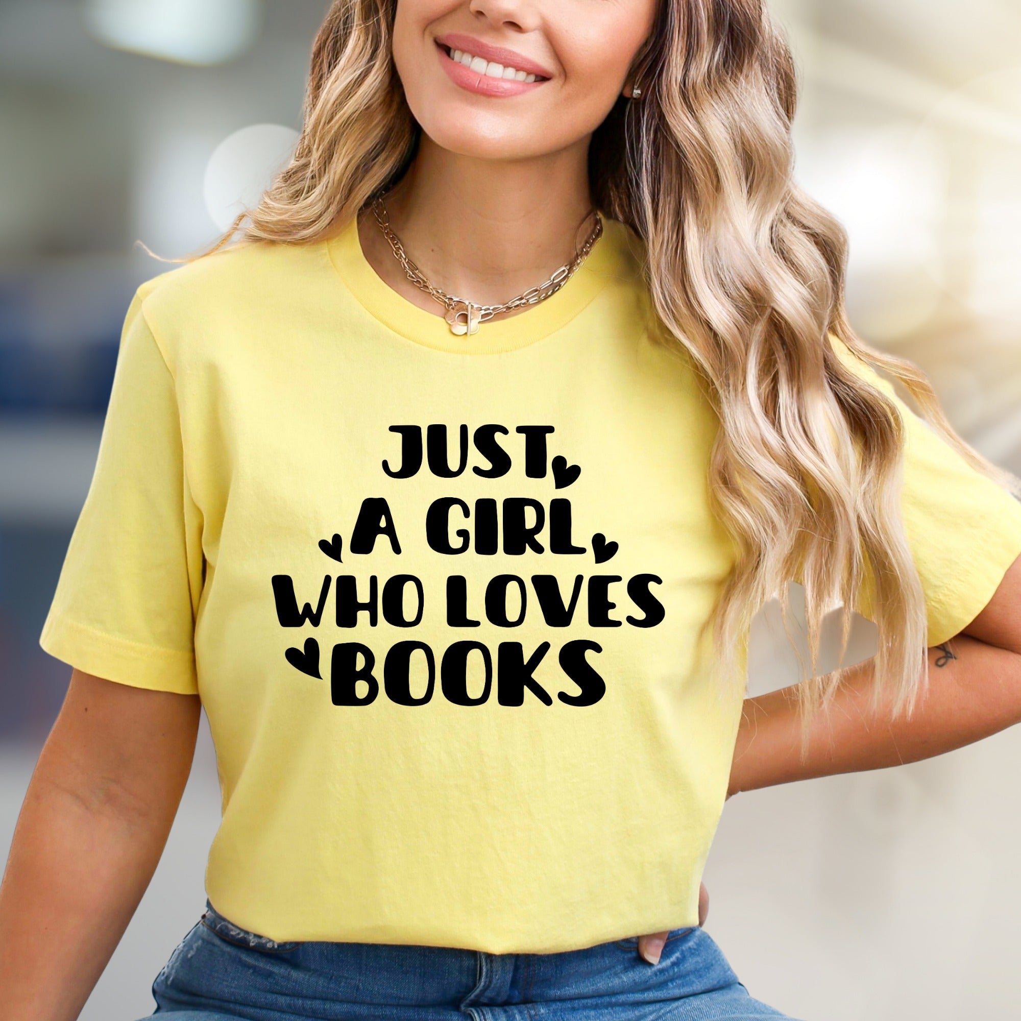 "Just A Girl Who Loves Books" Literary Graphic Tee, A Cozy Read for Bookworms