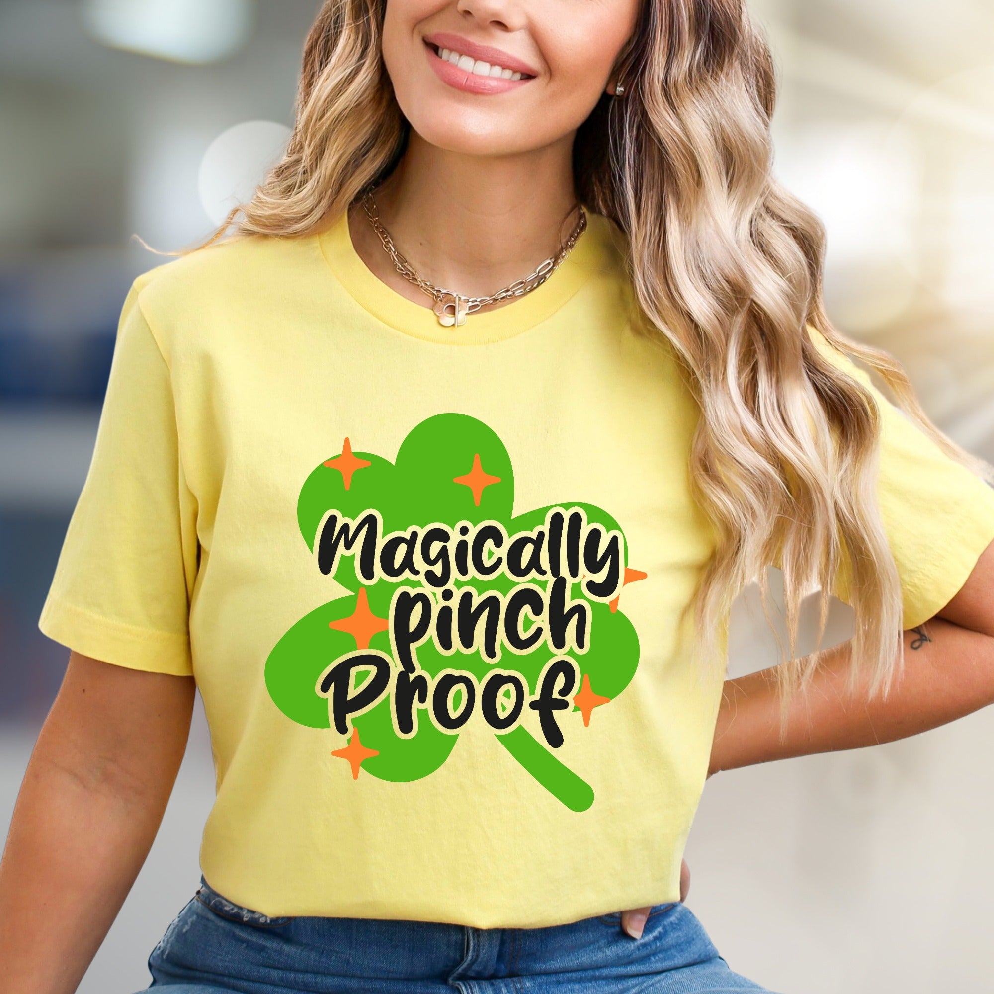 "Magically Pinch Proof" Shamrock Graphic Tee, a St. Paddy's Celebration Pick for Anyone