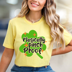 "Magically Pinch Proof" Shamrock Graphic Tee, a St. Paddy's Celebration Pick for Anyone