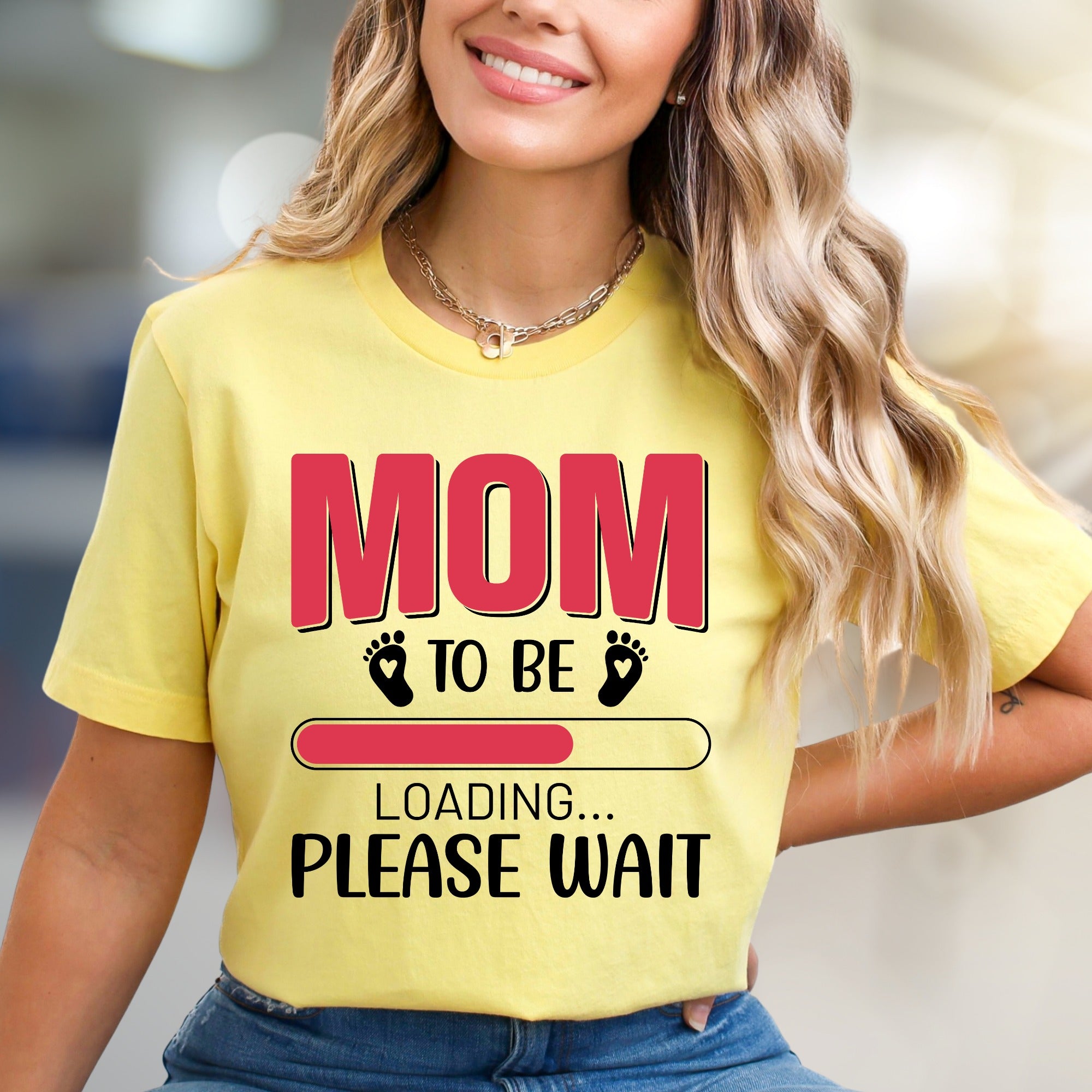 "Mom to Be Loading... Please Wait" Pregnancy Reveal Graphic Tee, a Future Mom Pick for Baby Showers