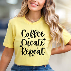 "Coffee Create Repeat" Creative Lifestyle Graphic Tee, a Daily Motivation Pick for Artists