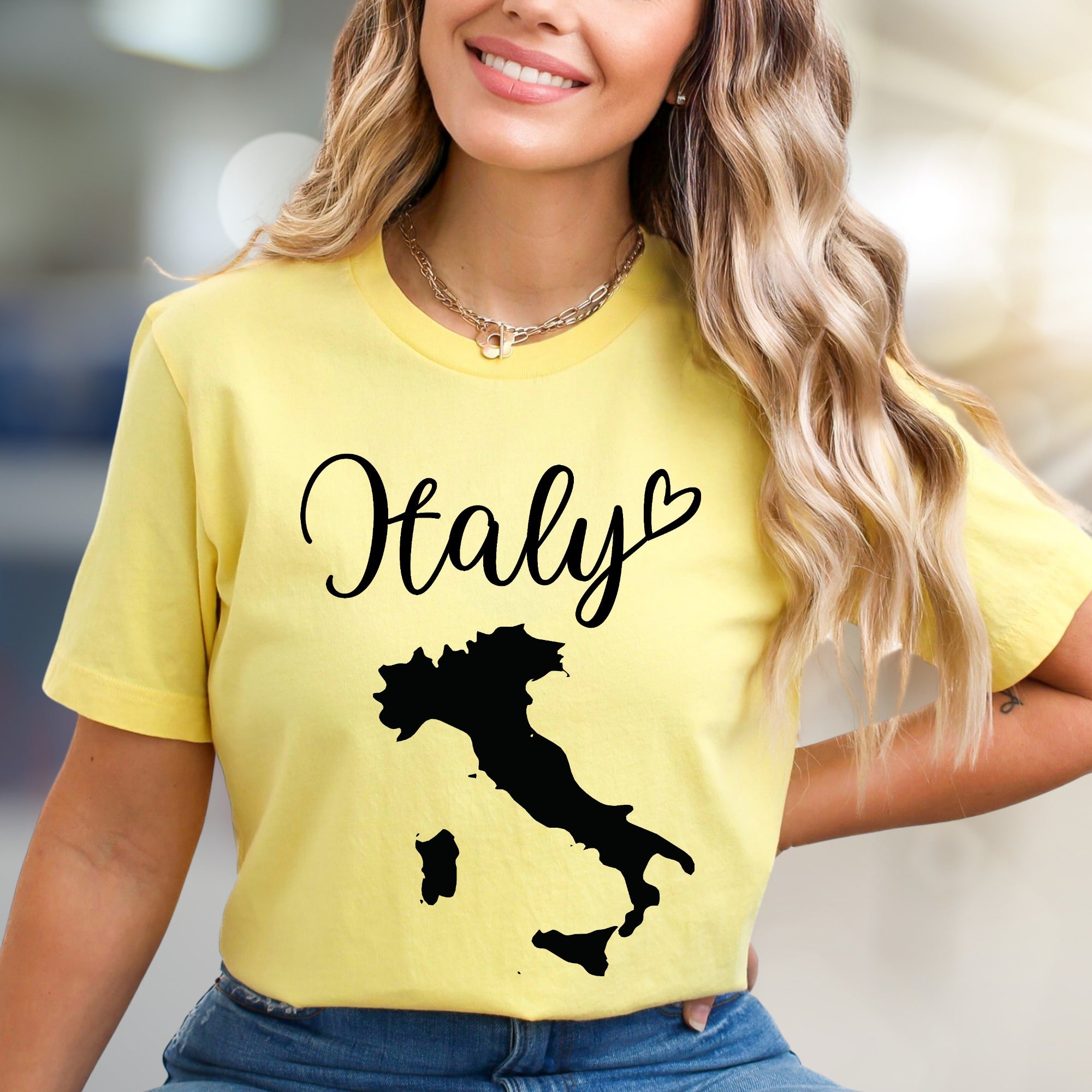 "Italy" Script Map Graphic Tee, a Wanderlust Pick for Globetrotters
