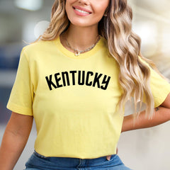 "Kentucky" Arched Text Graphic Tee, a Collegiate Style Pick for State Pride Enthusiasts