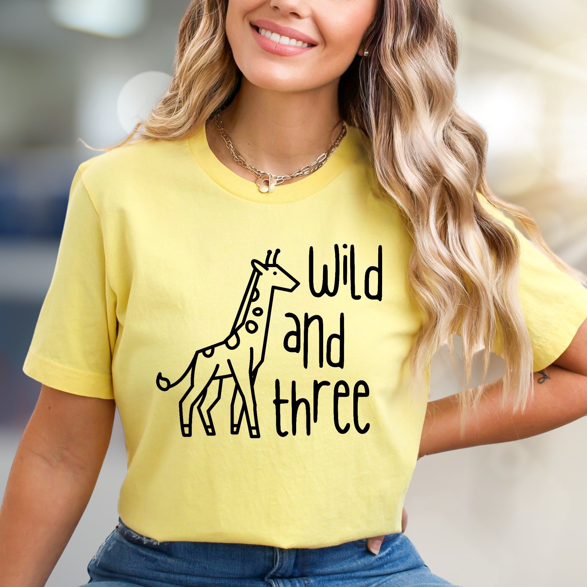 "Wild and Three" Giraffe Graphic Tee, a Birthday Adventure Pick for Fun-Loving Adults