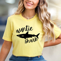 "Auntie Shark" Ocean Fun Graphic Tee, a Family Love Pick for Cool Aunts