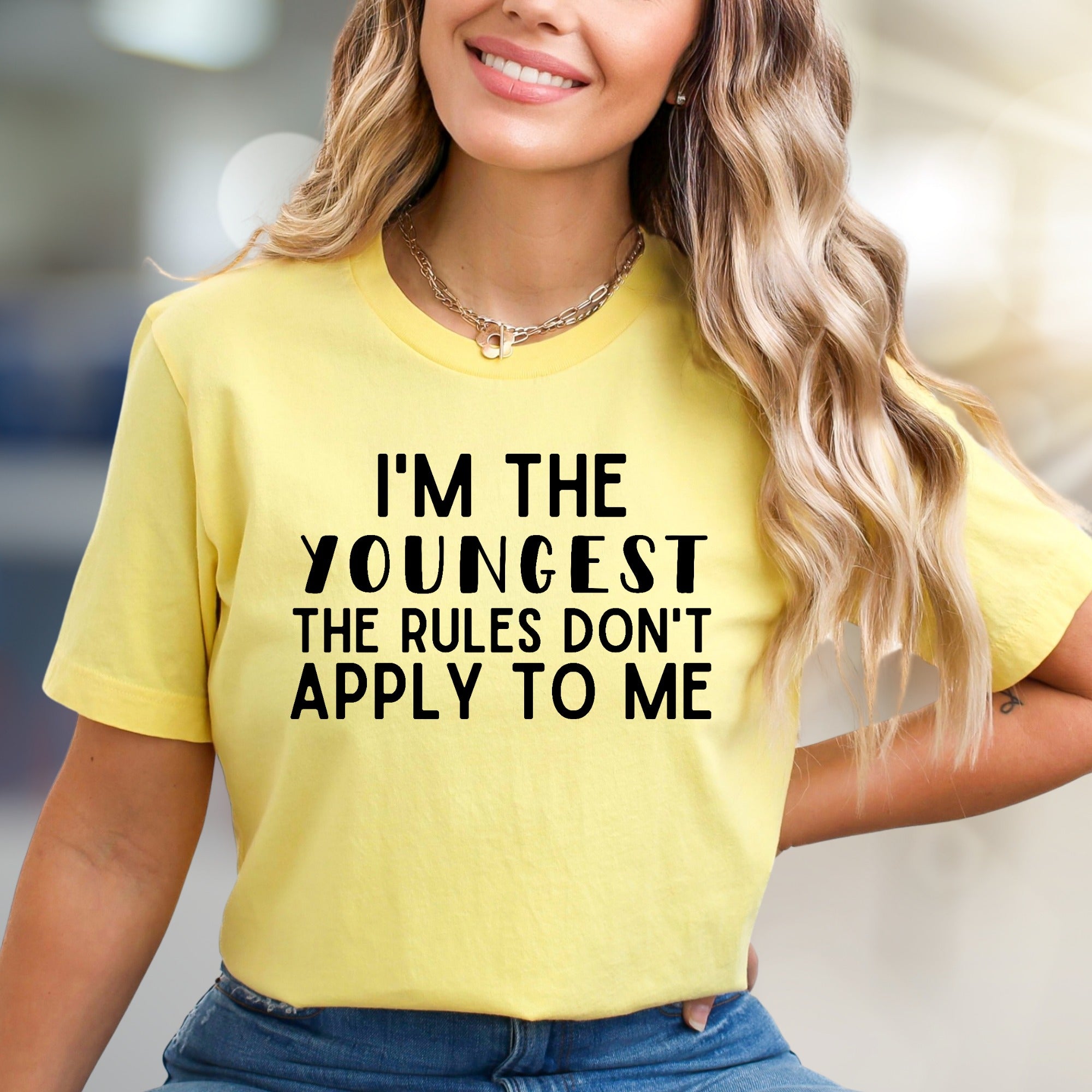 "I'm the Youngest" Sibling Humor Graphic Tee, a Fun Statement Pick for Family Events