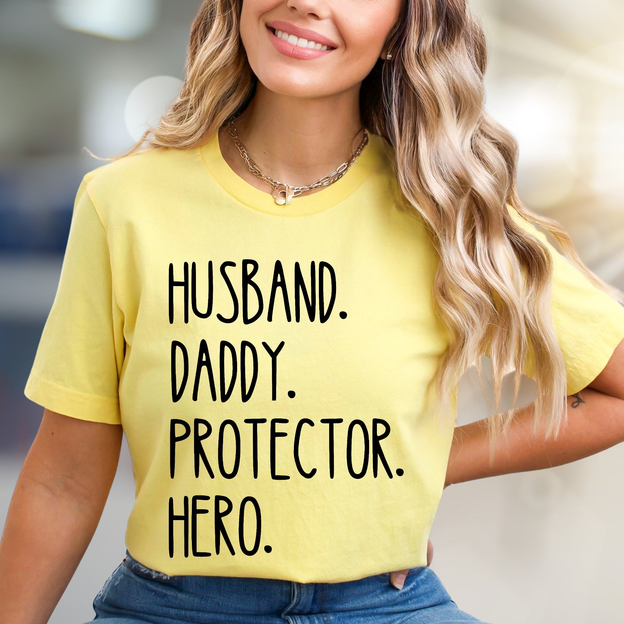 "Husband. Daddy. Protector. Hero." Father's Day Graphic Tee, a Family Love Pick for Dads
