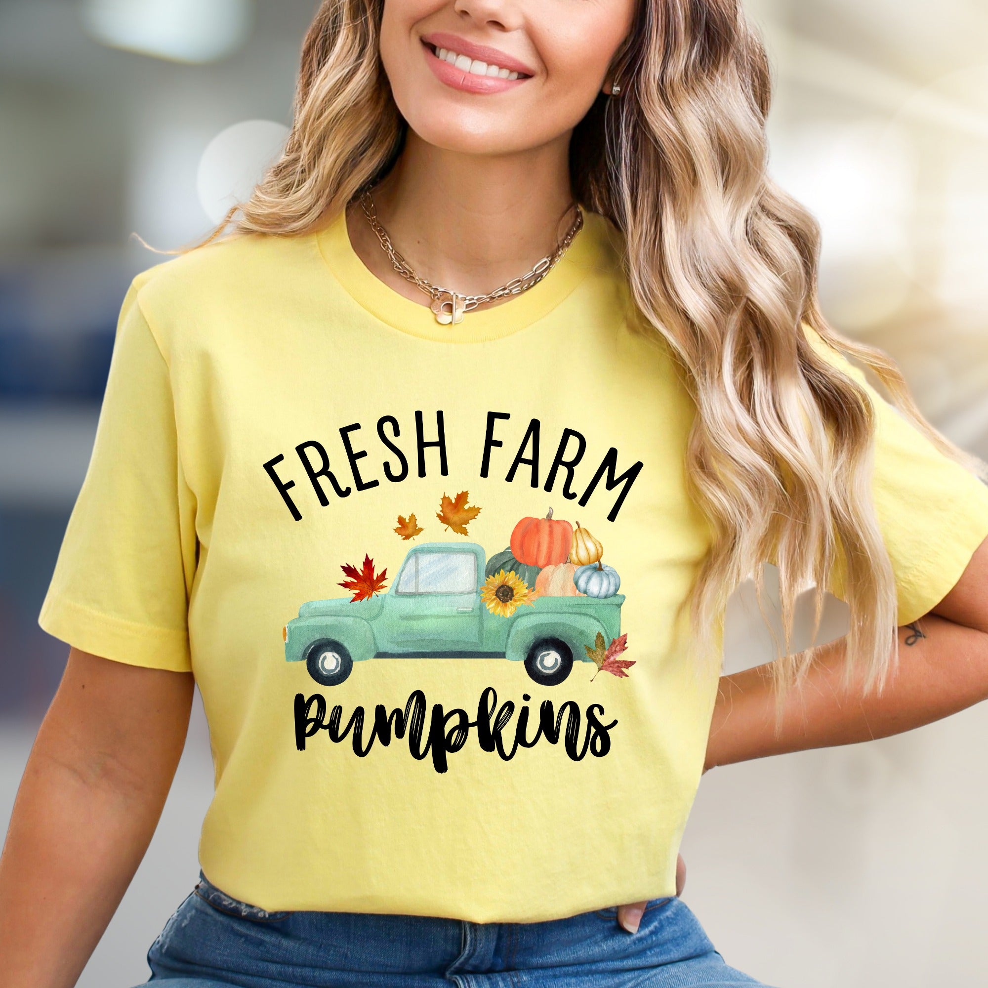 "Fresh Farm Pumpkins" Autumn Graphic Tee, a Rustic Pick for Fall Lovers