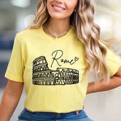 "Rome" Colosseum Outline Graphic Tee, a Travel Souvenir for Culture Lovers