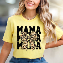 "MAMA" Leopard Bow Graphic Tee, a Chic Statement for Modern Moms