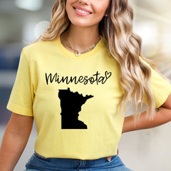 "Minnesota" State Love Graphic Tee, a Hometown Pride Pick for Enthusiasts
