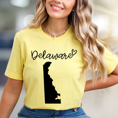 "Delaware" State Map Graphic Tee, a Hometown Pride Pick for Residents & Fans
