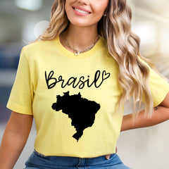 "Brasil" Map Graphic Tee, a Patriotic Pick for Travelers & Culture Lovers