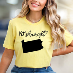 "Pittsburgh" State Map Graphic Tee, a Local Love Pick for City Enthusiasts