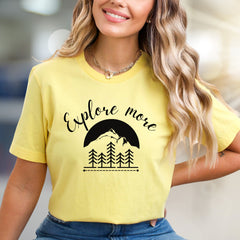 "Explore More" Mountain & Forest Graphic Tee, a Nature-Inspired Pick for Adventurers