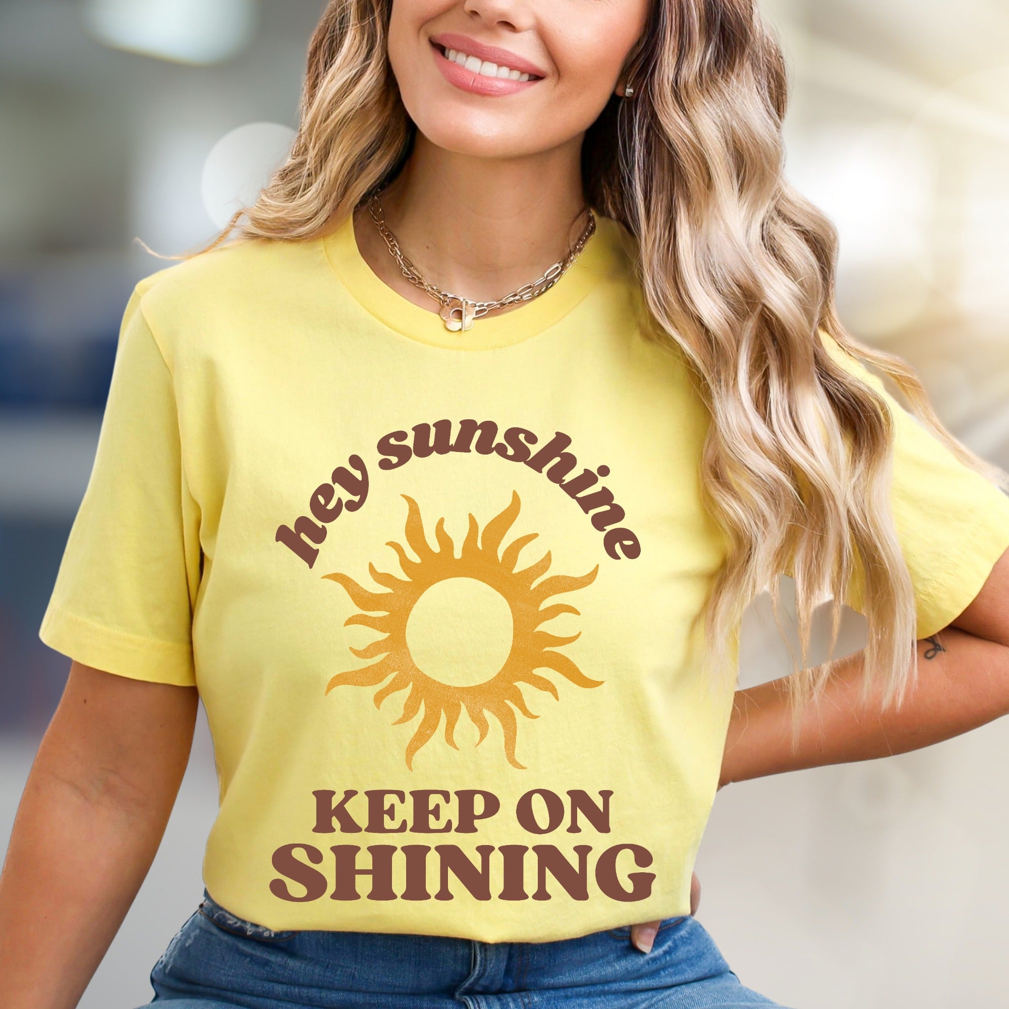 "Hey Sunshine Keep on Shining" Sunny Graphic Tee, a Positive Vibe Essential