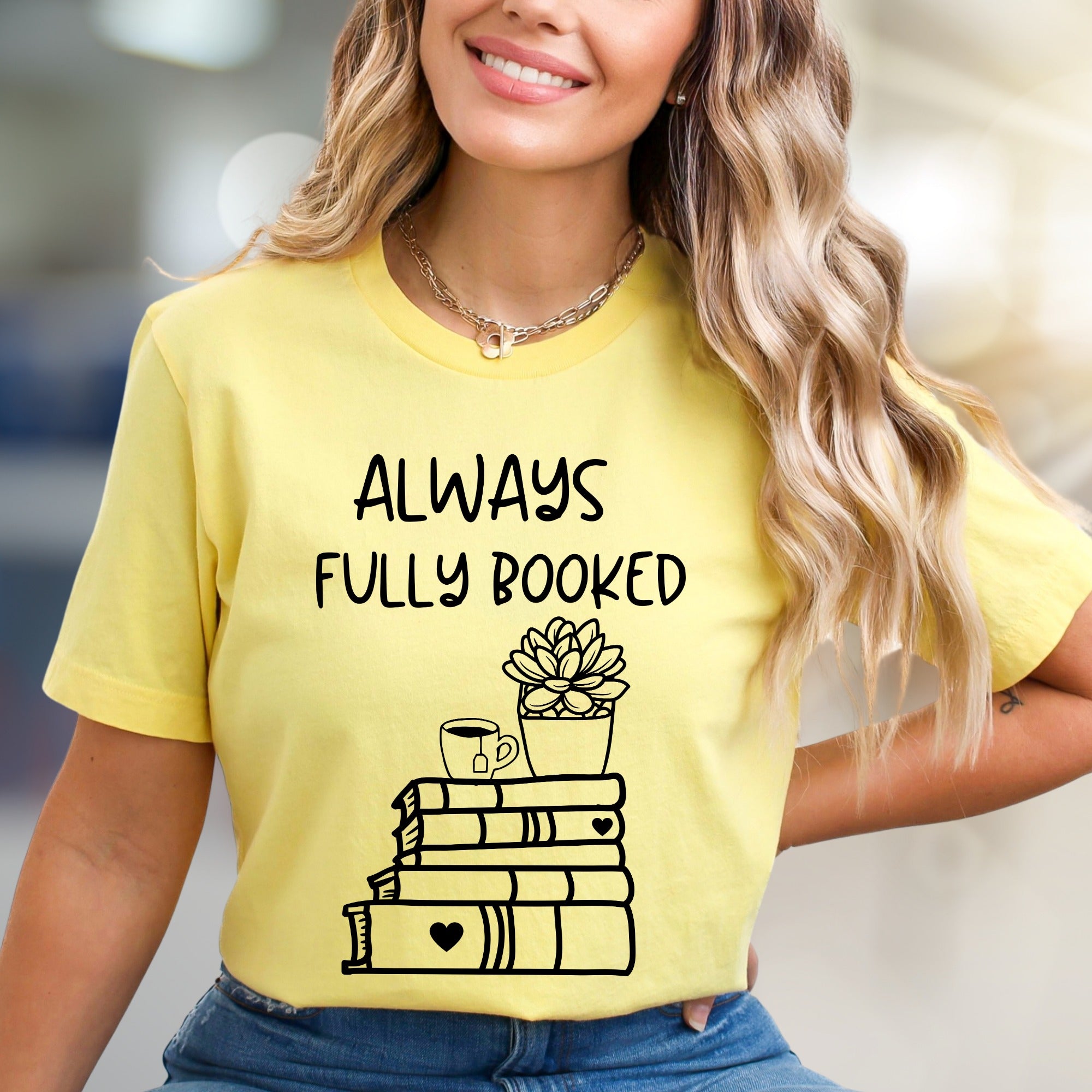"Always Fully Booked" Bookworm Graphic Tee, a Cozy Literary Pick for Readers