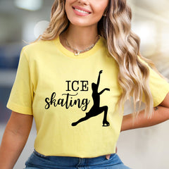 “ICE Skating” Elegant Skater Graphic Tee, a Winter Sports Pick for Enthusiasts