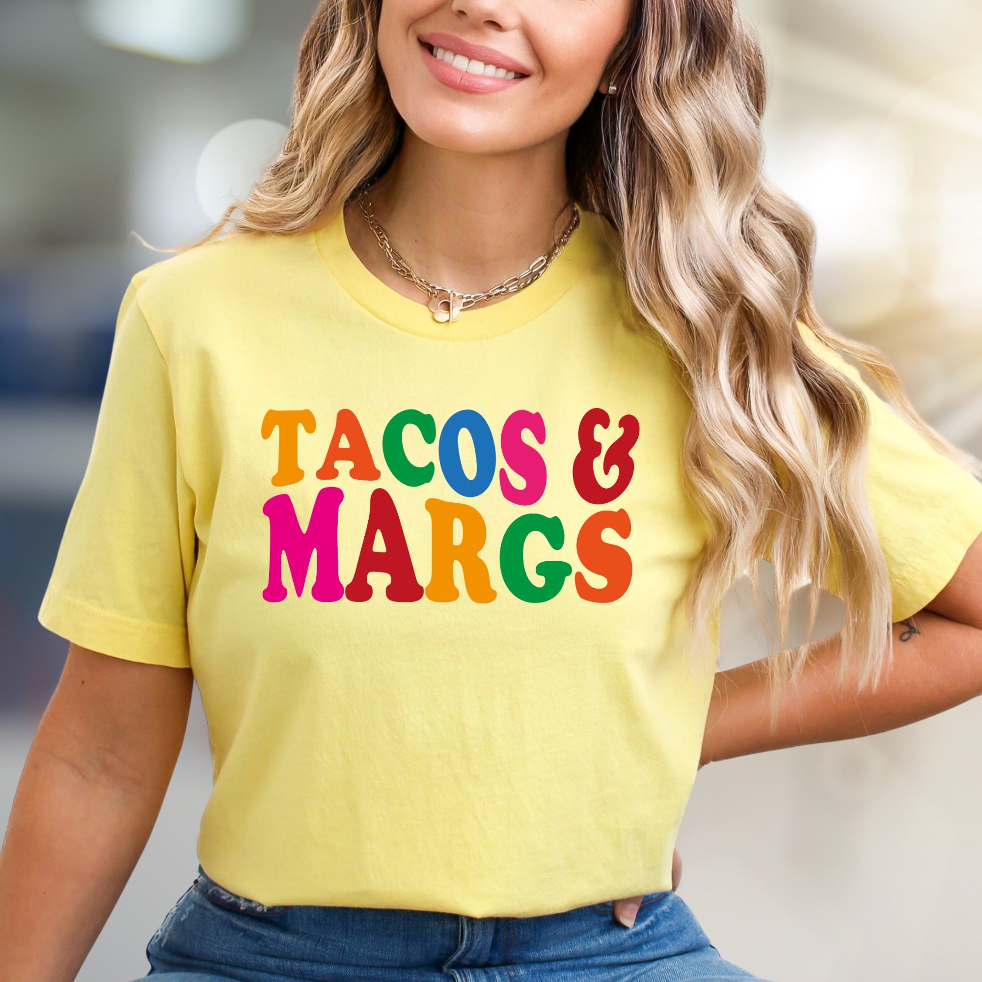 Tacos & Margs Retro Graphic Tee, a Fun Foodie Pick for Casual Outings