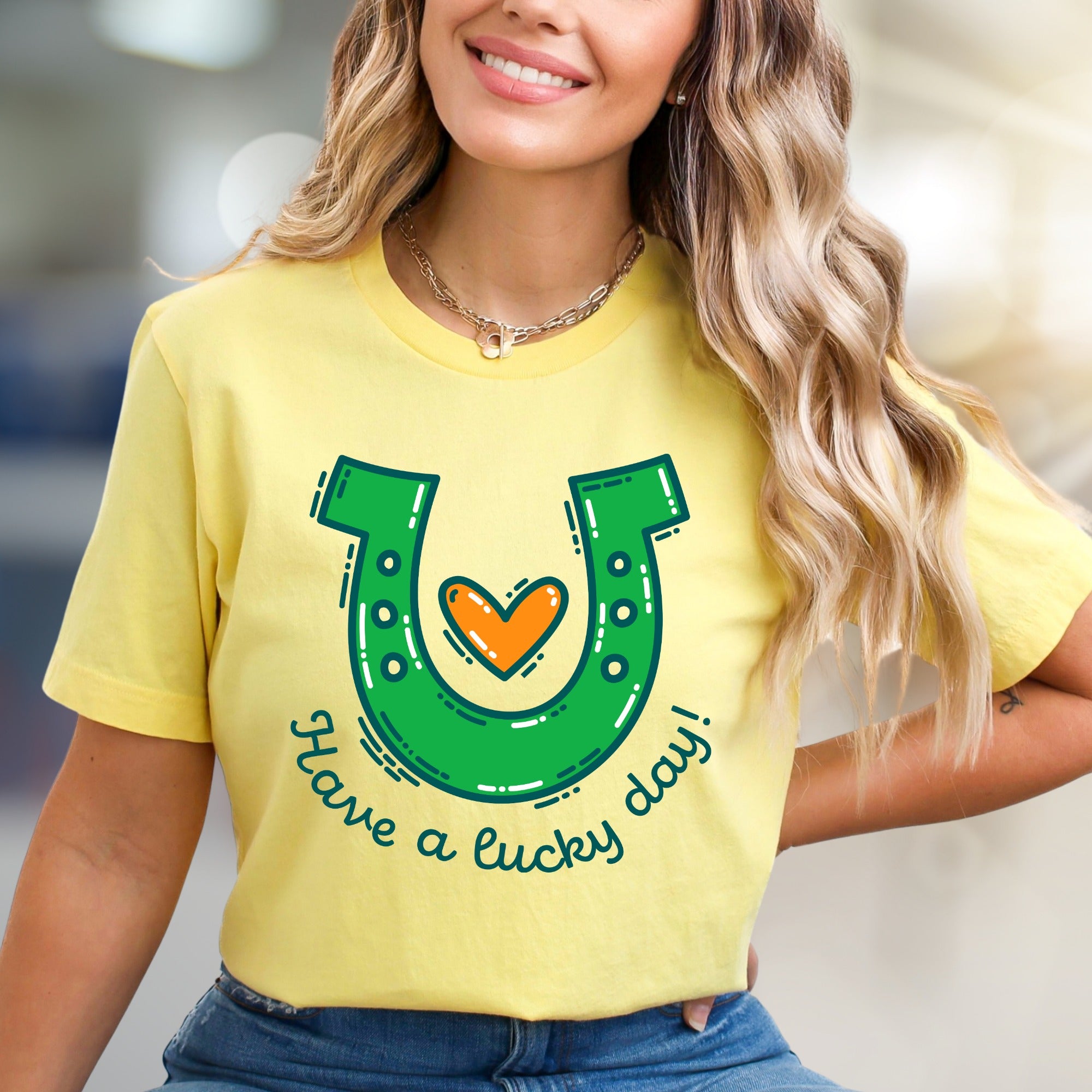 "Have a Lucky Day!" Horseshoe Graphic Tee, a St. Patrick's Day Pick for Everyone