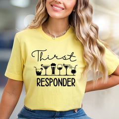 "Thirst Responder" Drink Icons Graphic Tee, a Witty Bar Humor Pick for Cocktail Lovers
