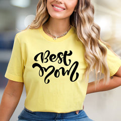 "Best Mom" Charming Script Graphic Tee, A Heartfelt Gift for Mothers