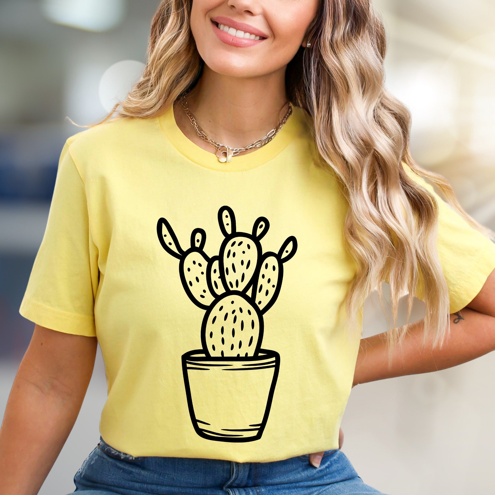 Potted Cactus Boho Graphic Tee, a Desert Chic Pick for Nature Lovers