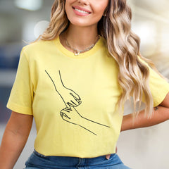 Holding Hands Line Art Graphic Tee, A Nurturing Pick for Relationship Enthusiasts