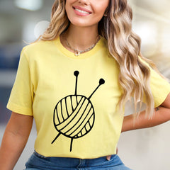 Yarn Ball & Knitting Needles Graphic Tee, A Crafter's Pick for Fiber Artists