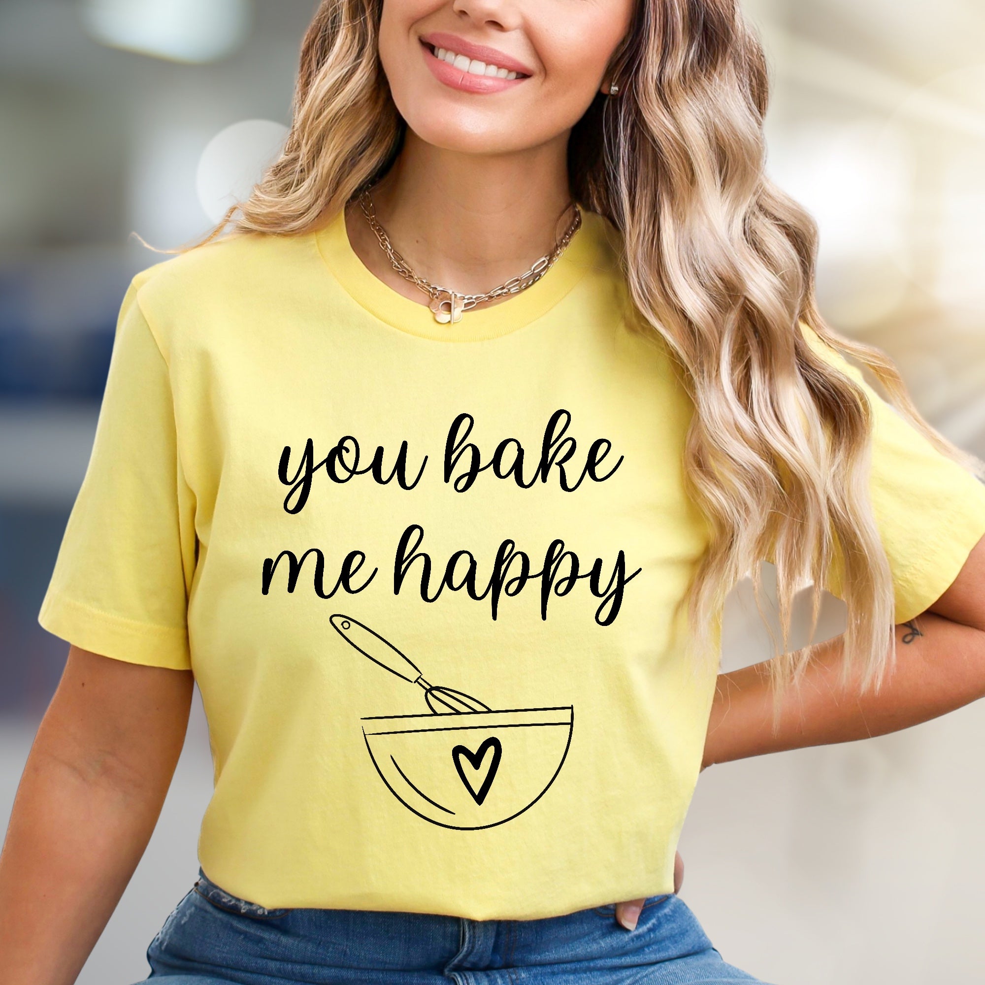 "You Bake Me Happy" Fun Baking Graphic Tee, a Sweet Treat for Foodies