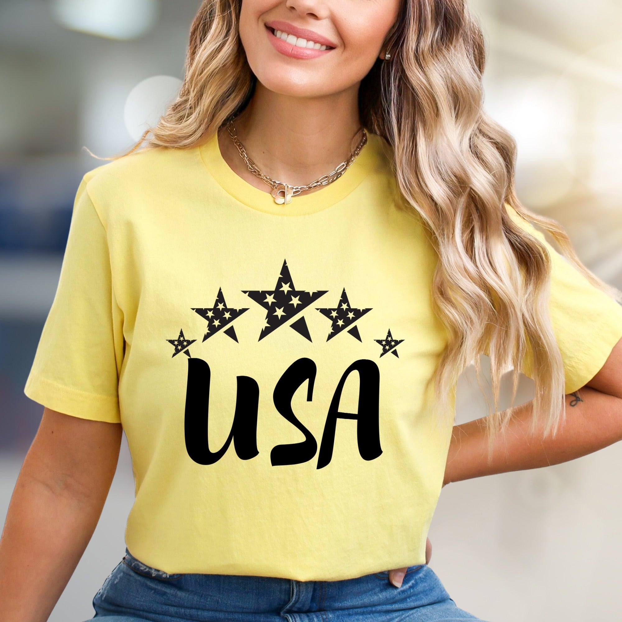 "USA" Patriotic Star Graphic Tee, a Bold Statement for Everyone